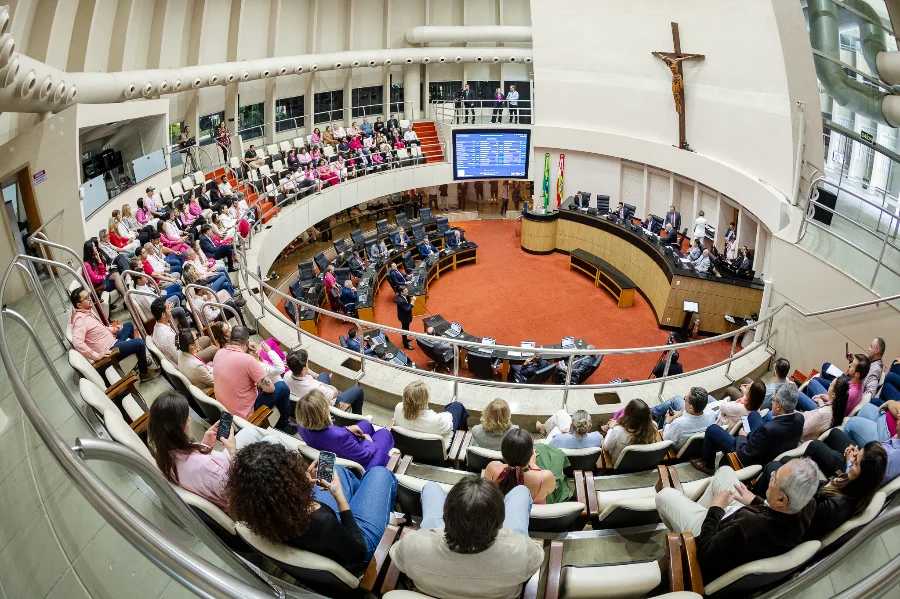 Alesc Poluição em Florianópolis e leite na pauta dos deputados Sessão Plenária da Assembleia Legislativa de SC (ALESC) com público nas galerias, durante o debate sobre a poluição em Florianópolis e projetos de lei sobre o setor leiteiro.