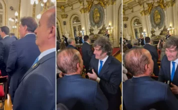 Jorginho Mello se encontra com o presidente Milei na Argentina Governador de Santa Catarina, Jorginho Mello, encontrando-se com o Presidente da Argentina, Javier Milei, em um salão da Casa Rosada, reforçando a parceria política e comercial bilateral entre SC e Argentina.