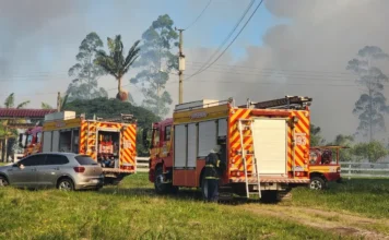 Fogo em Balneário Gaivota: Fumaça é vista em Sombrio e região