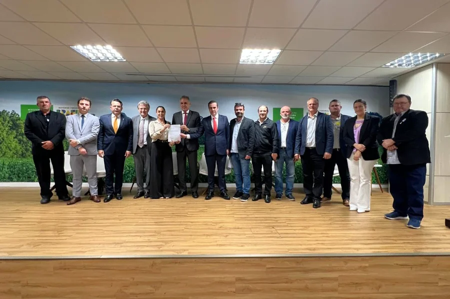 Setor de arroz alerta para “desmonte silencioso” no Brasil Grupo de líderes do setor de arroz, incluindo deputados e senadores, posa em Brasília após reunião no Ministério da Agricultura.