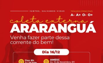 Coleta de Sangue acontecerá em Araranguá dia 16 de dezembro