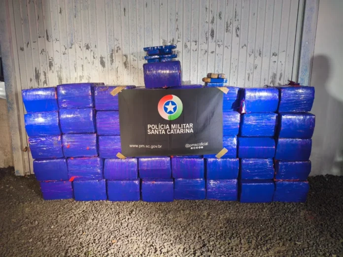 PM apreende 842 kg de maconha no bairro Lagoão em Araranguá PM apreende 842 kg de maconha em Araranguá. Grande quantidade de droga em tabletes azuis empilhada no bairro Lagoão; ação do 19º BPM resultou na prisão de um homem de 28 anos e retirada de circulação de quase uma tonelada de entorpecentes.