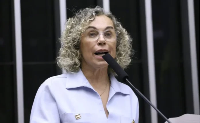 Projeto prevê rastreamento para barrar bebidas falsas Deputada Ana Paula Lima, autora do PL 5661/25 sobre rastreabilidade de bebidas, discursando na Câmara.