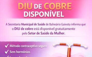 DIU de cobre gratuito em Balneário Gaivota