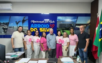 Rede Feminina e prefeitura buscam parceria em Arroio do Silva Prefeito Jorge Luiz Freitas e diretoria da Rede Feminina de Combate ao Câncer de Balneário Arroio do Silva em reunião no gabinete municipal para fortalecer parcerias em saúde e prevenção ao câncer.