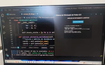 Alunos de Araranguá criam aplicativos inovadores Tela de computador mostra sistema de otimização de frotas criado por aluno de escola em Araranguá
