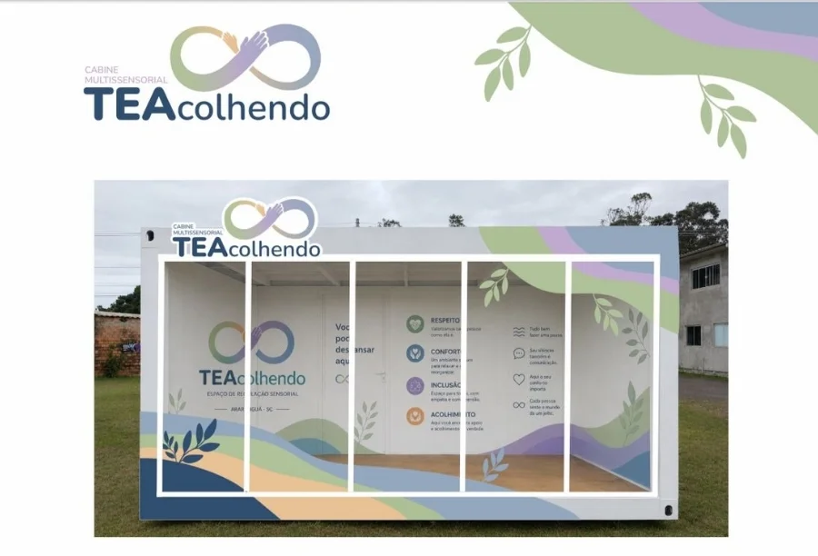 Cabine multissensorial TEAcolhendo que será entregue em Araranguá para acolhimento de pessoas com TEA em eventos públicos
