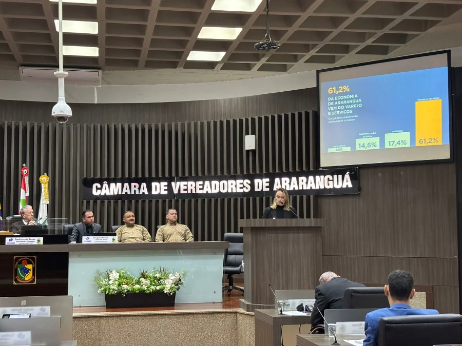 Presidente da CDL Araranguá apresenta dados do comércio e da economia local na Câmara de Vereadores de Araranguá