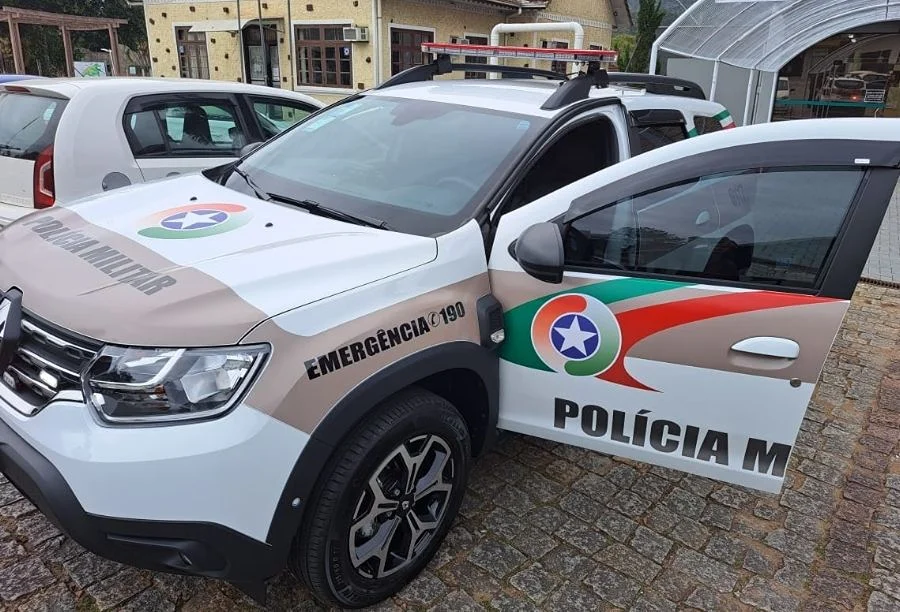 Viatura da Polícia Militar de Santa Catarina em imagem ilustrativa para matéria sobre morte acidental em Balneário Rincão