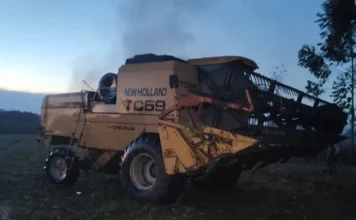 Incêndio atinge colheitadeira às margens da BR-101