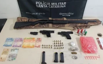 Homem é preso com drogas e armas em Araranguá