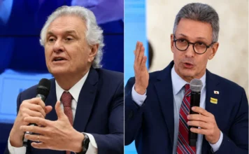 Caiado descarta chapa com Zema para eleição de 2026 Ronaldo Caiado e Romeu Zema aparecem em montagem durante eventos políticos, em meio às discussões sobre candidaturas separadas para a eleição presidencial de 2026.