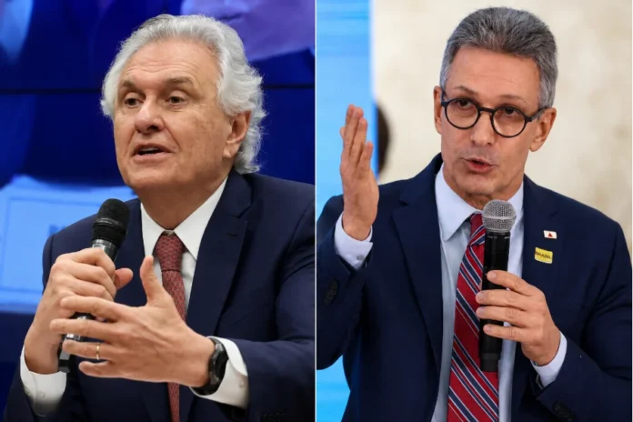 Caiado descarta chapa com Zema para eleição de 2026 Ronaldo Caiado e Romeu Zema aparecem em montagem durante eventos políticos, em meio às discussões sobre candidaturas separadas para a eleição presidencial de 2026.