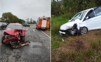 Criança fica ferida em colisão entre três carros em Sombrio Colisão entre três carros deixa criança ferida na SC-449, em Sombrio, com veículos danificados e atendimento dos bombeiros
