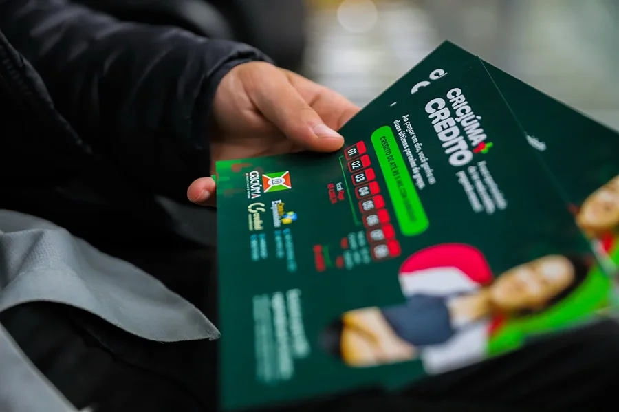 Material de divulgação do programa Criciúma + Crédito para MEIs, que oferece financiamento de até R$ 5 mil a juro zero.