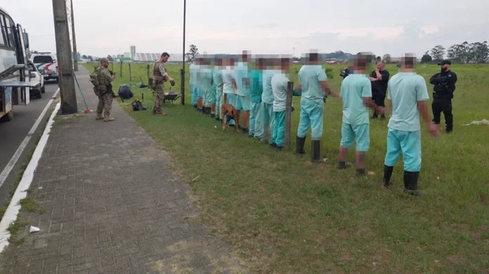 Polícia Penal reforça inspeções no Projeto Recomeçar Polícia Penal realiza inspeção de rotina com participantes do Projeto Recomeçar em Araranguá, com apoio de agentes e do canil.