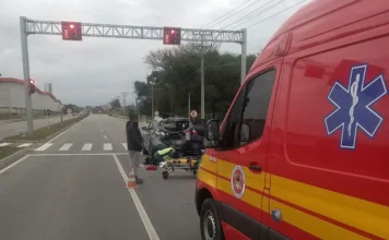 Motociclista fica ferido em acidente na SC-445