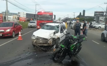 Motociclista fica ferido após acidente na SC-445