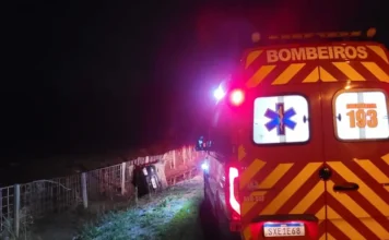 Carro capota e dois homens saem ilesos em Morro da Fumaça